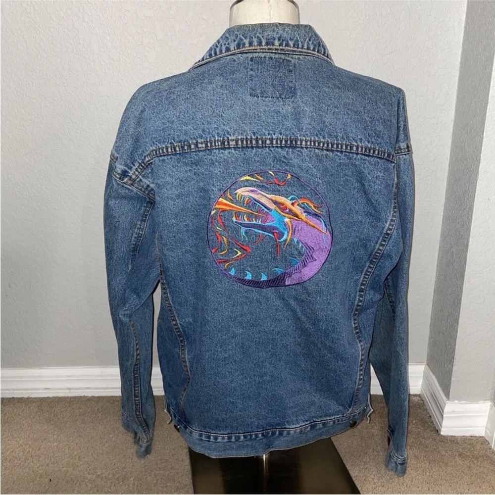 Rare Vintage 90s MGM Grand Las Vegas Quality Denim Blue Jacket EFX SHOW VTG XL